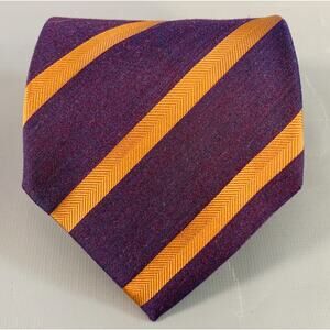 VALENTINO Navy Brown Diagonal Stripe Silk Tie